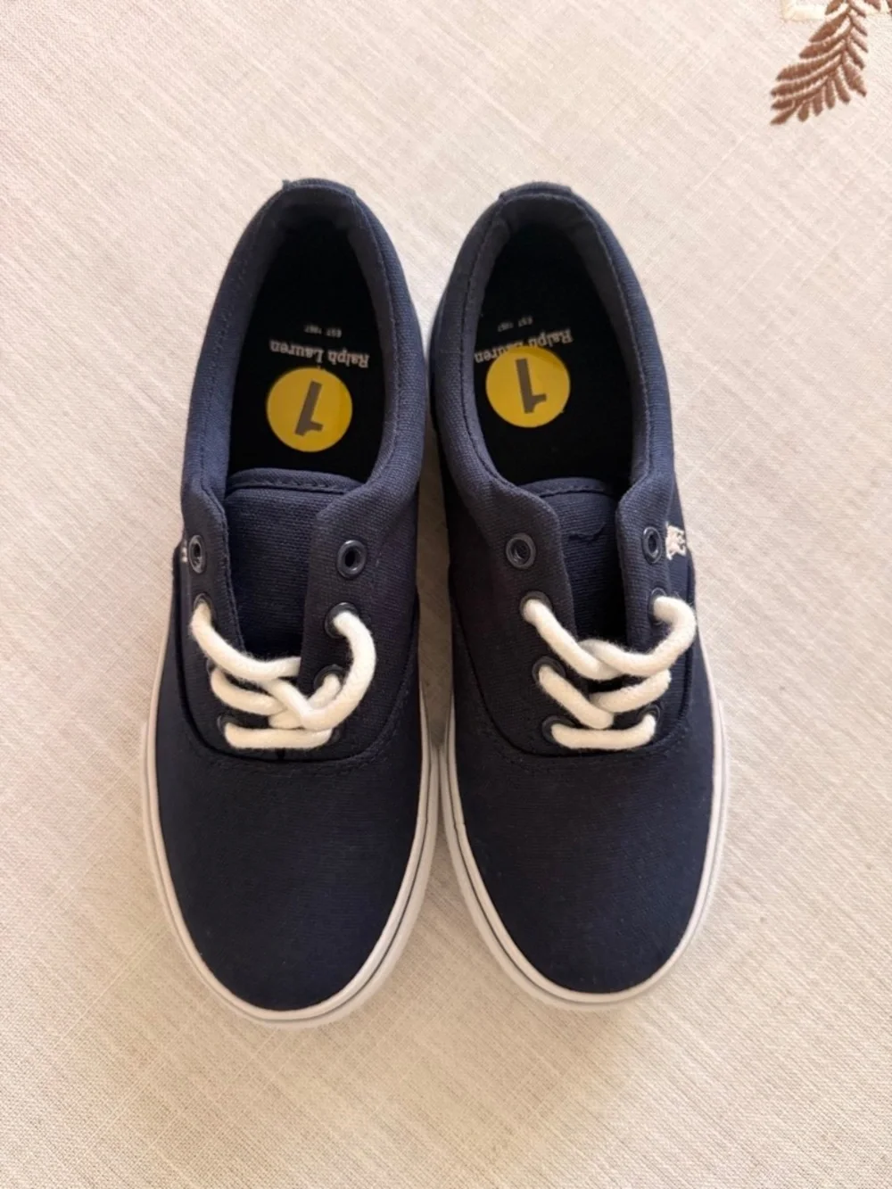 NEW Polo Ralph Lauren Kids Navy Canvas Sneakers Pony Size 1